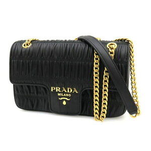 Prada Nappa Gaufre leather chain shoulder bag black